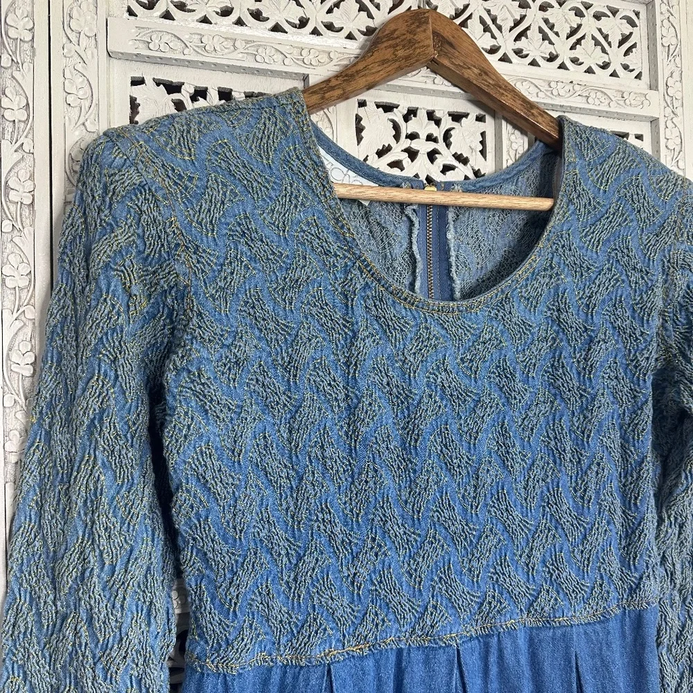 Vtg NWT Cache Chambray Long Sleeve Stretchy‎ Wide Leg Jumpsuit Sz Medium - Picture 3 of 7